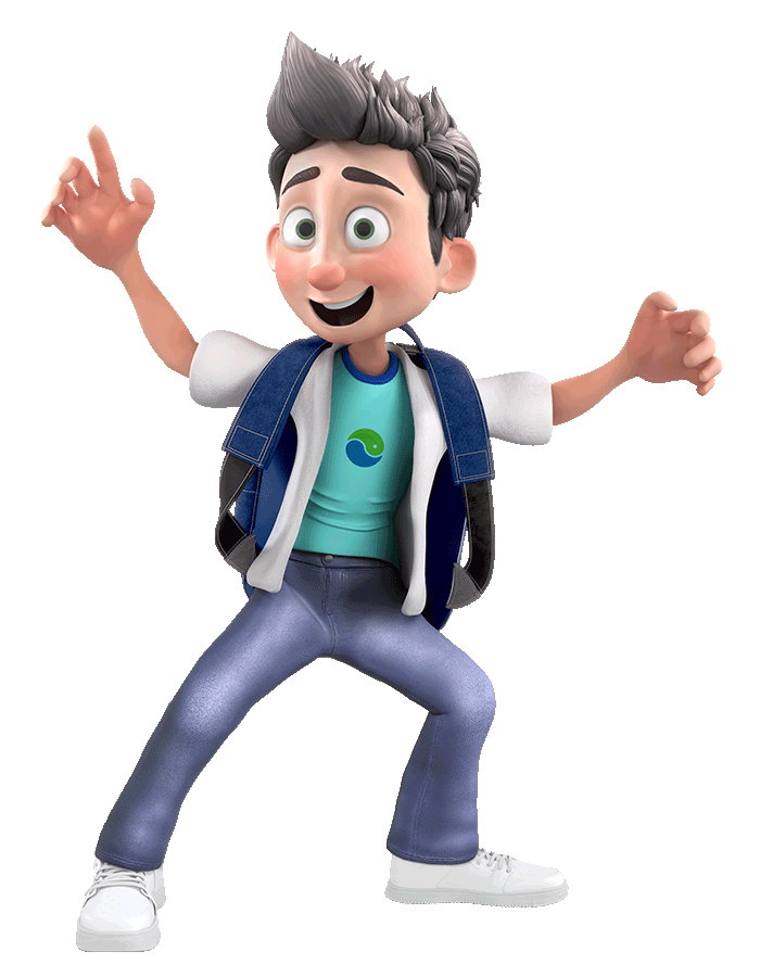 Mascotte Valo, petit garçon avec un teeshirt avec le logo Valoseine