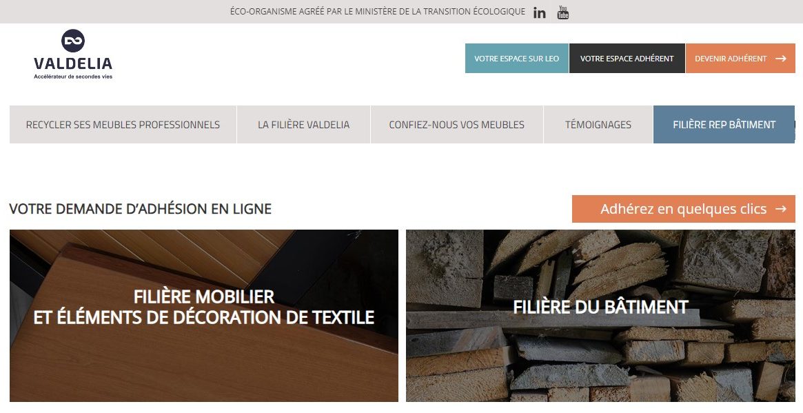 Capture d'écran qui représente la page d'accueil du site web Valdelia