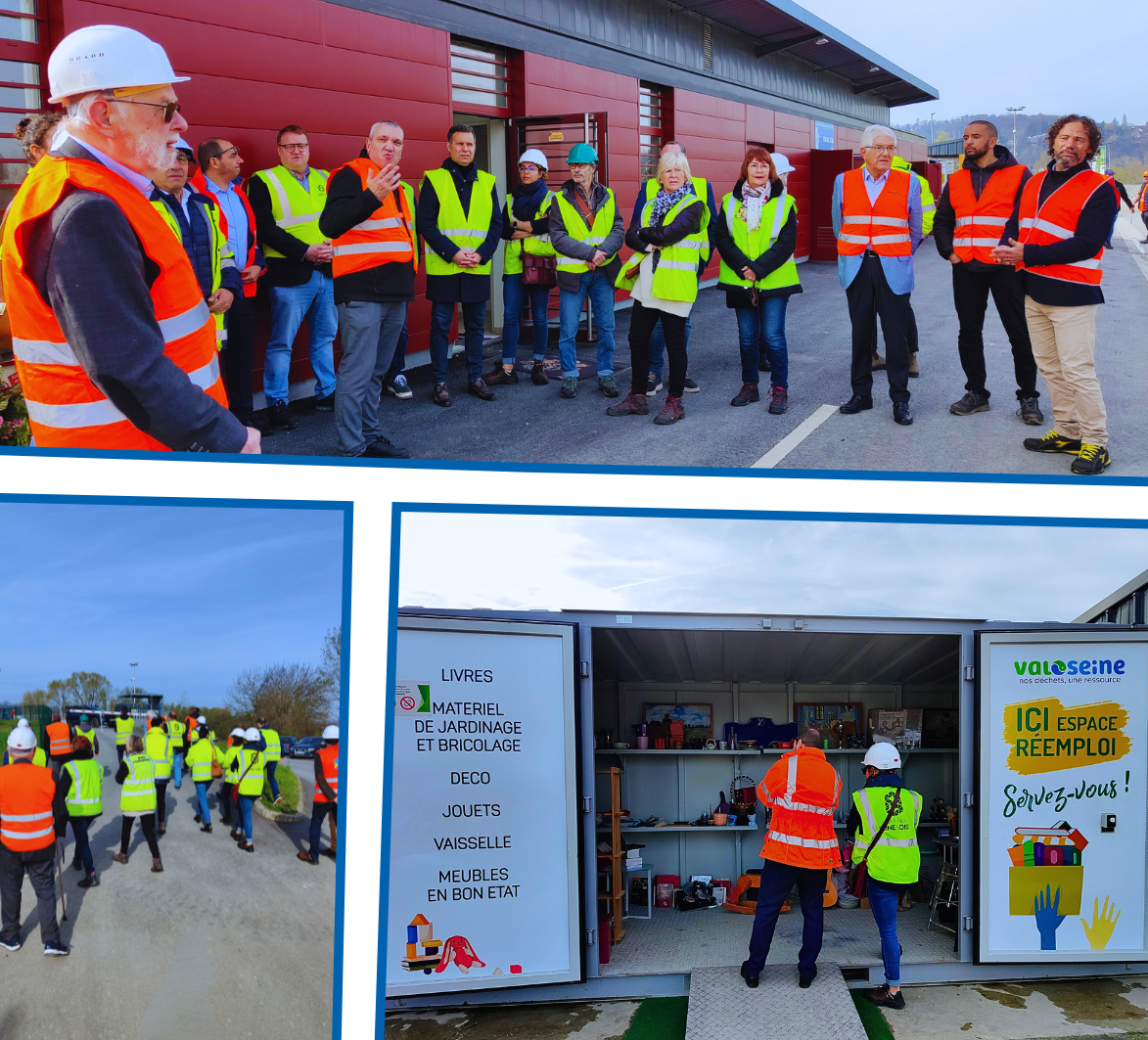 Visite de la déchèterie de Triel-sur-Seine par les élus des communes membres, les partenaires du syndicat Valoseine