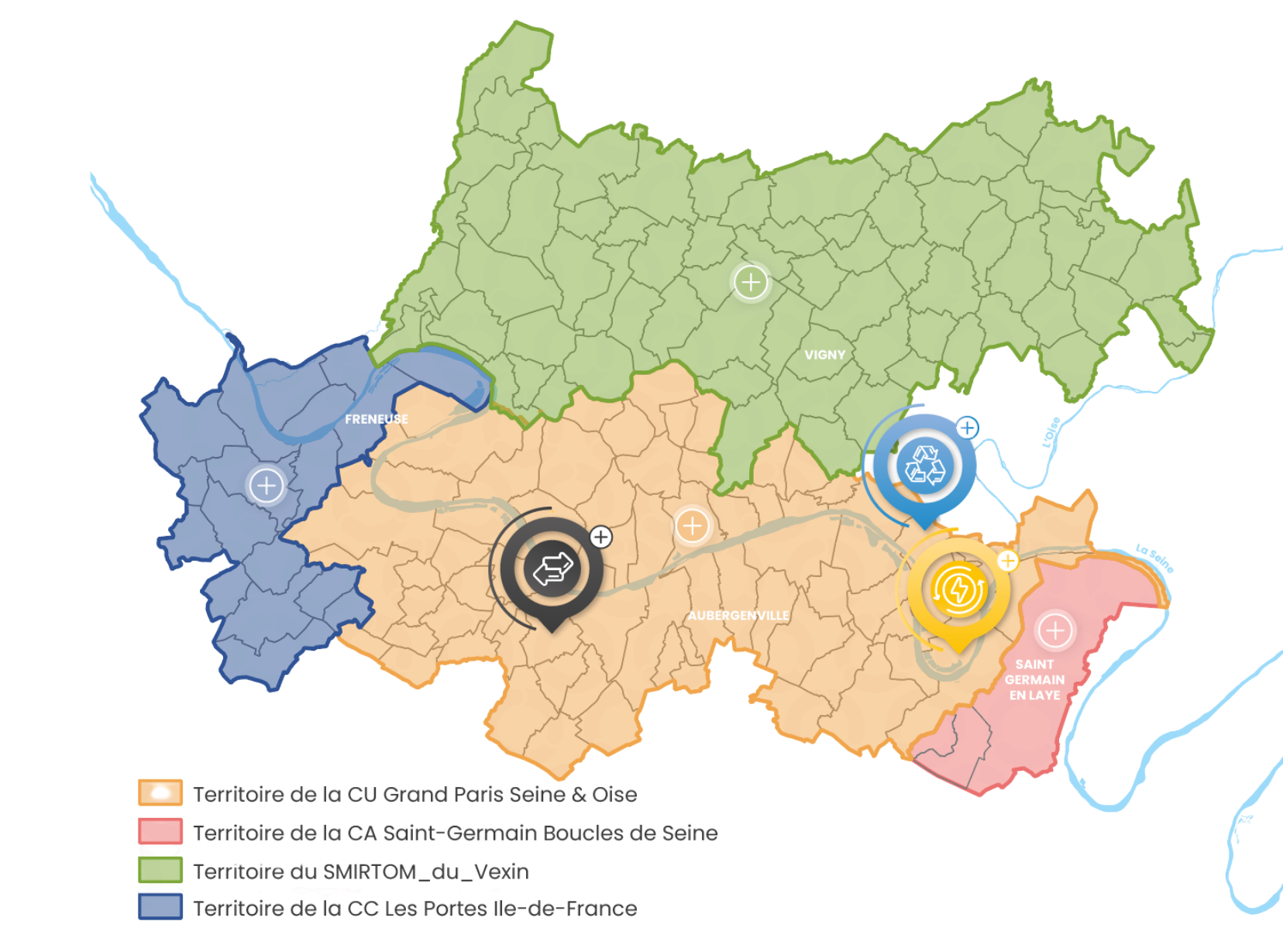 Carte du territoire Valoseine depuis le 1er juillet 2025