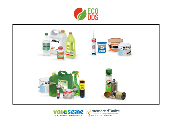 EcoDDS Les différents déchets chimiques et leur valorisation après traitement Logos : EcoDDS, Valoseine, Membre d'Unilys